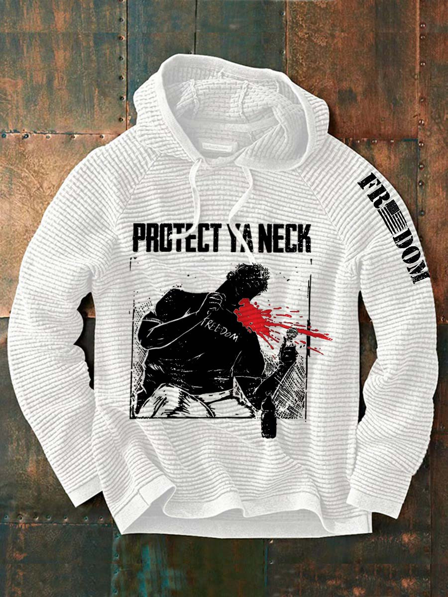 Charlie Kirk Freedom Protect Ya Neck Waffle Hoodie Memorial Clothing For Supporters