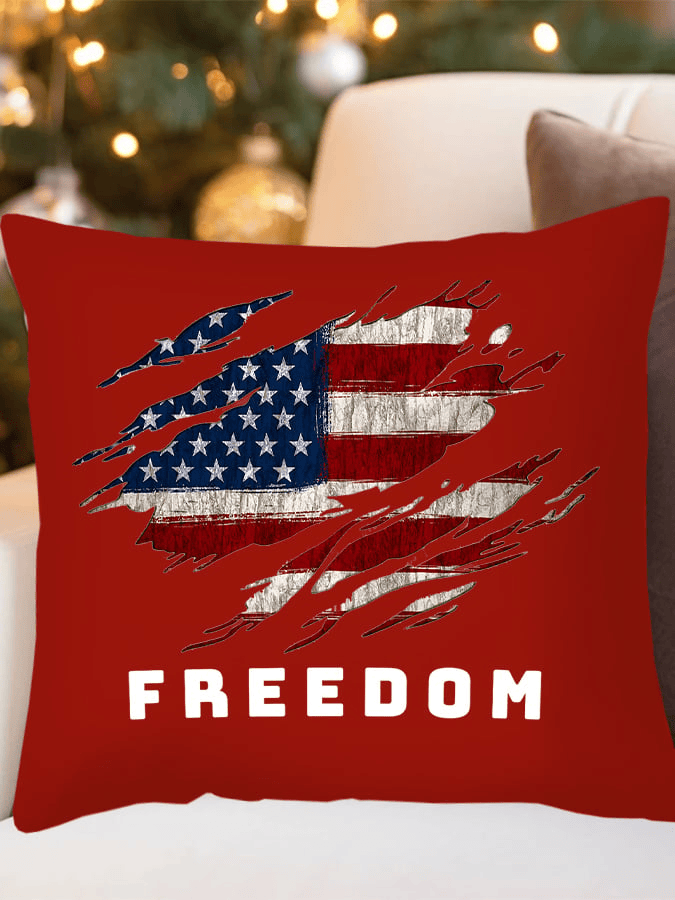 Charlie Kirk Freedom Red Pillow Case American Flag Print Throw for Couch Patriotic Gift for Mom