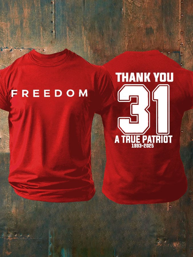 Charlie Kirk Freedom Red T-Shirt A True Patriot 1993 2025 Charlie Kirk Merch Best Gift Ideas