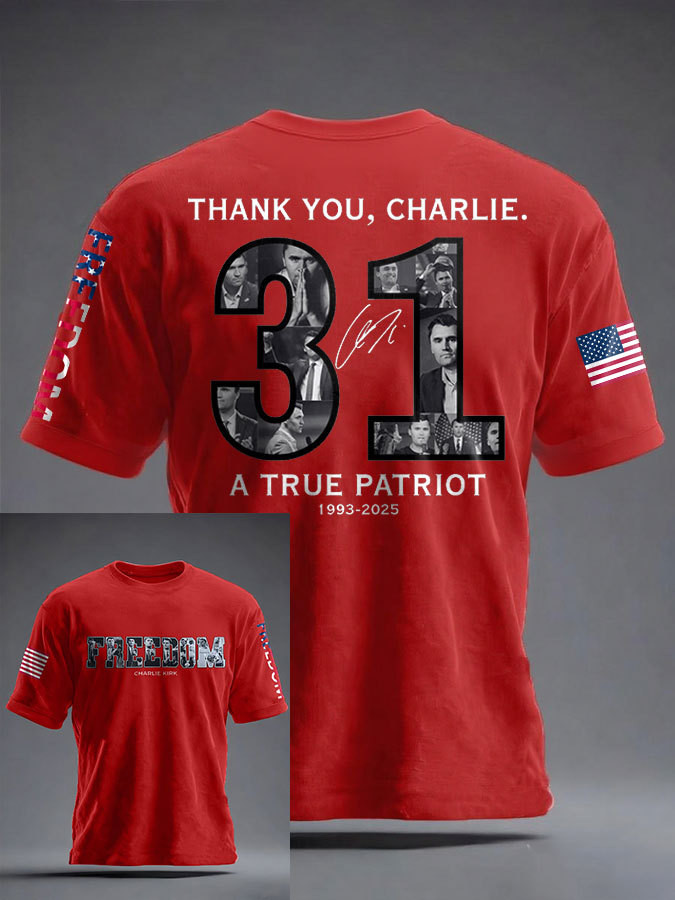 Charlie Kirk Freedom Red T-Shirt A True Patriot 1993 2025 Shirt Signed Tribute Gifts