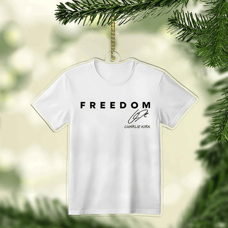 Charlie Kirk Freedom Shirt Acrylic Ornament Freedom Ornament Tribute Gift Christmas Tree Decor