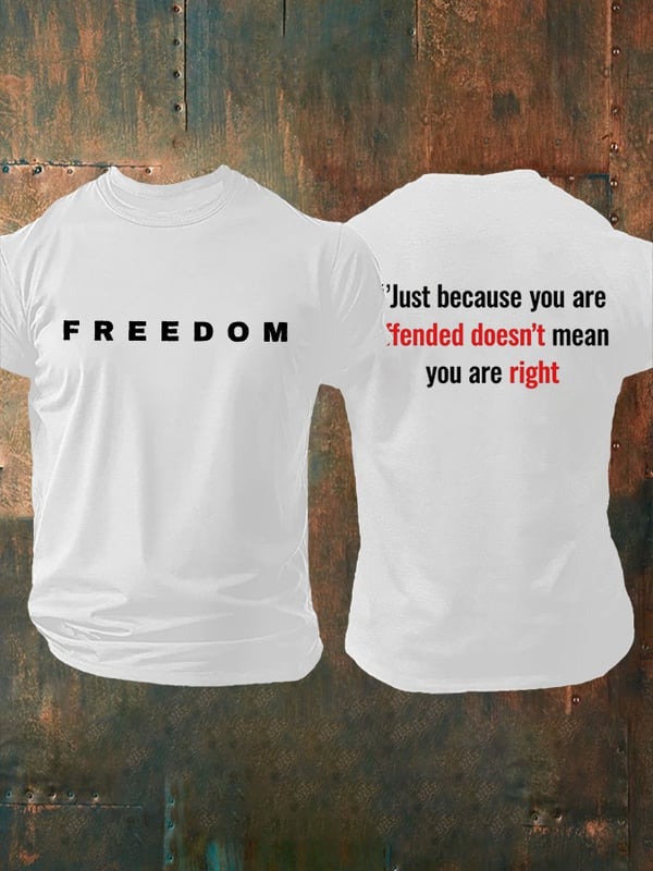 Charlie Kirk Freedom Shirt Charlie Was Wearing Just Because You're Offended Quotes Merch
