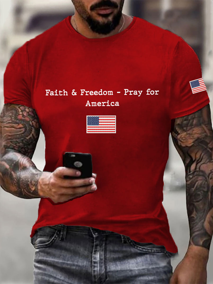 Charlie Kirk Freedom Shirt Faith & Freedom Pray For America T-Shirt