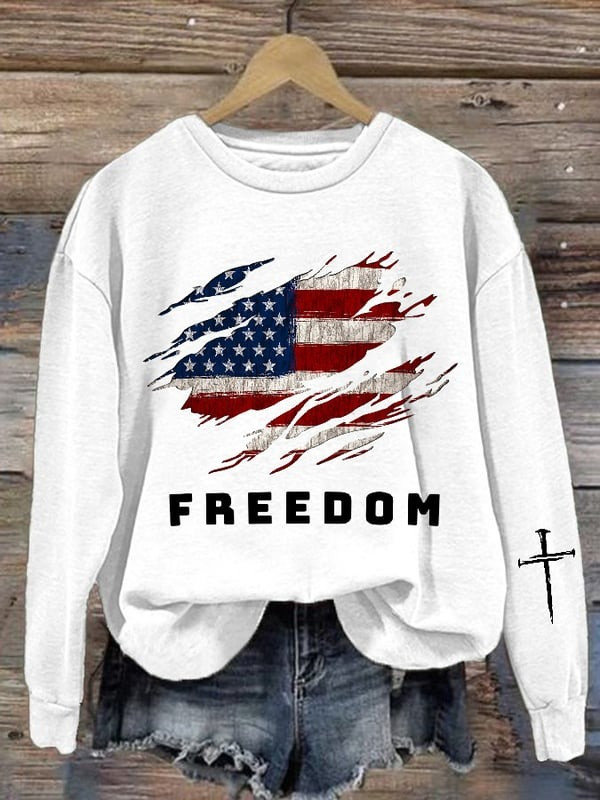 Charlie Kirk Freedom Sweatshirt American Flag TPUSA Merch Faith Gift For Patriots