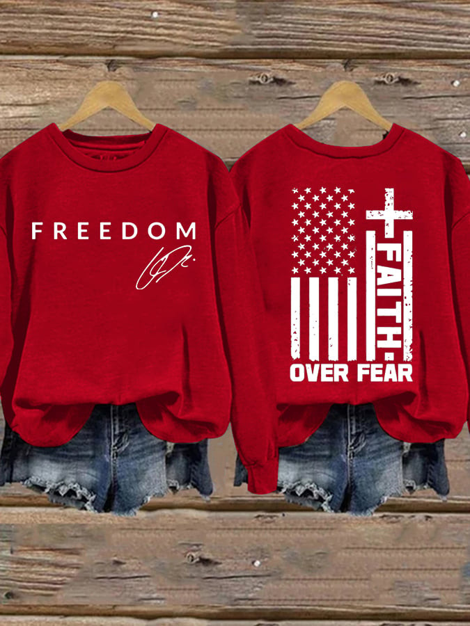 Charlie Kirk Freedom Sweatshirt Freedom Over Fear Apparel Best Charlie Kirk Signed Presents