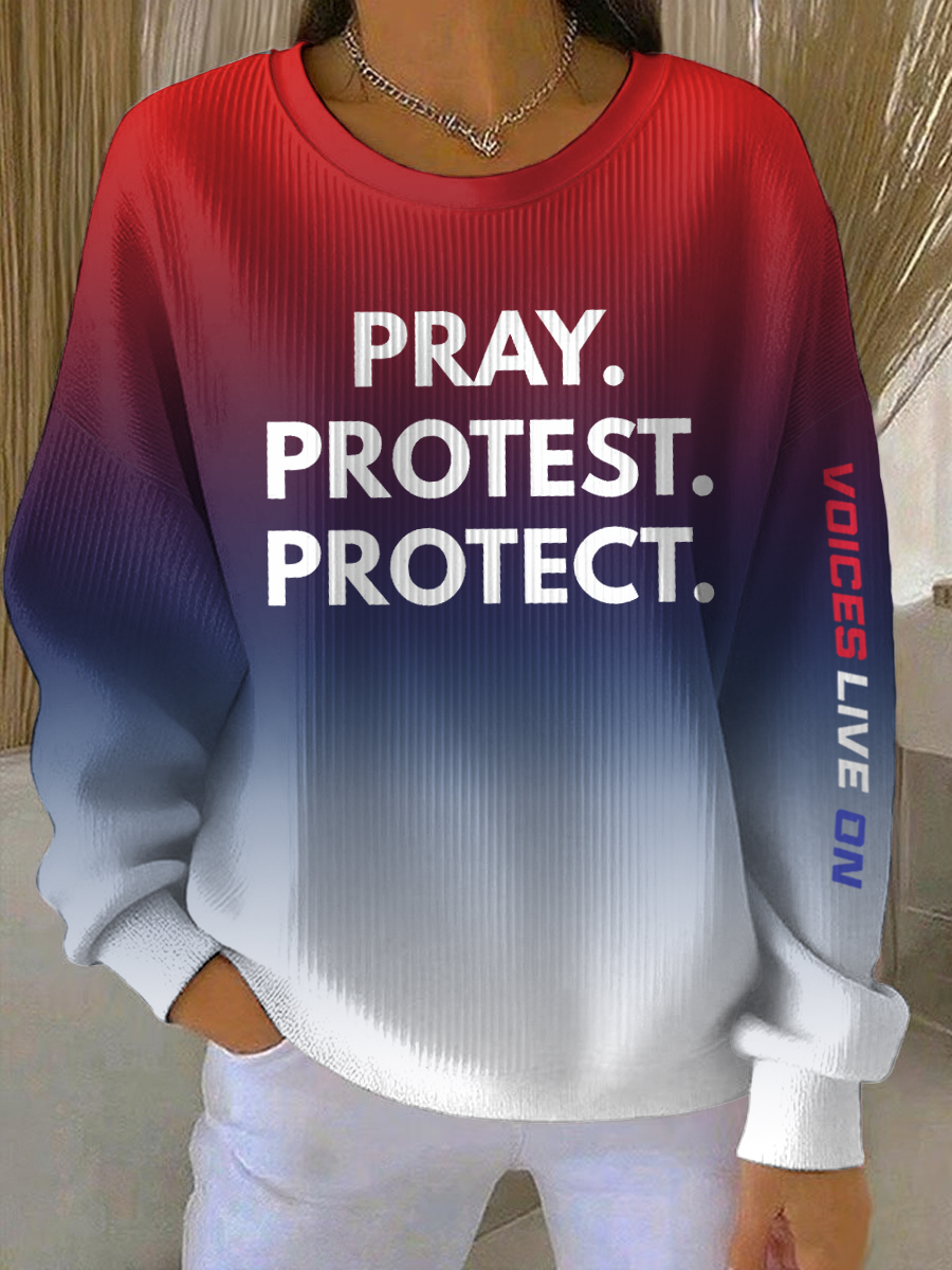 Charlie Kirk Freedom Sweatshirt Pray Protest Protect Voices Live On Best Charlie Kirk Sweatshirt