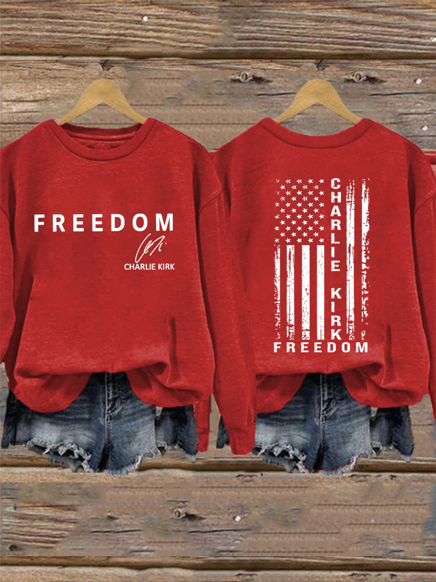 Charlie Kirk Freedom Sweatshirt Red Freedom Shirt Signed Charlie Kirk Live Free Shirt