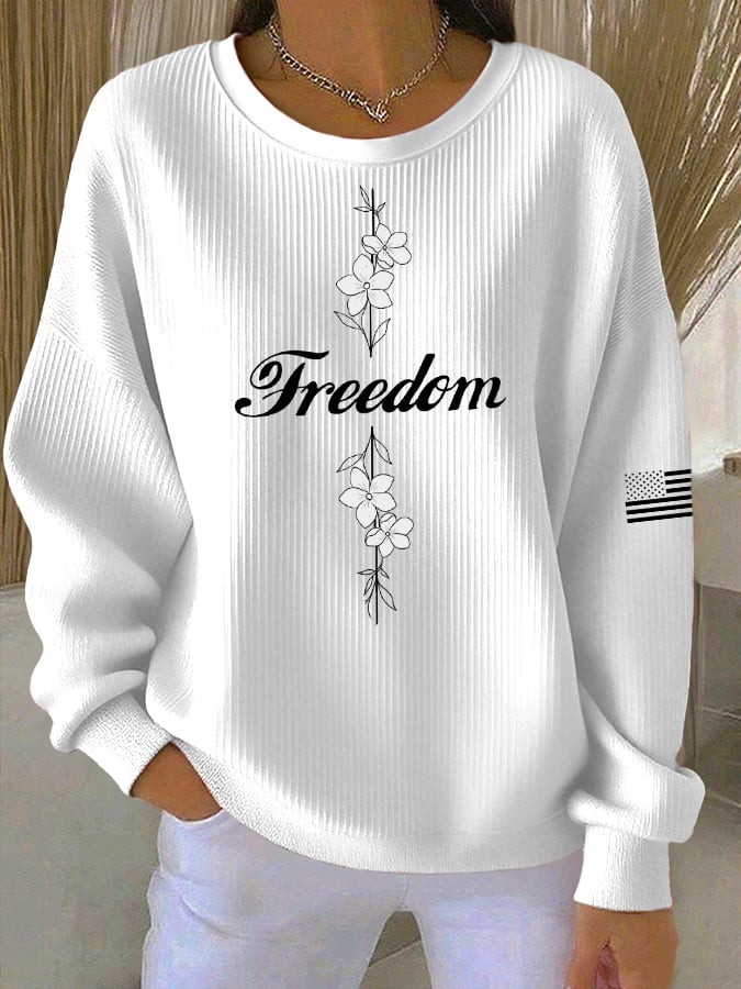 Charlie Kirk Freedom Sweatshirt White Flowers Clothing Gifts For Her