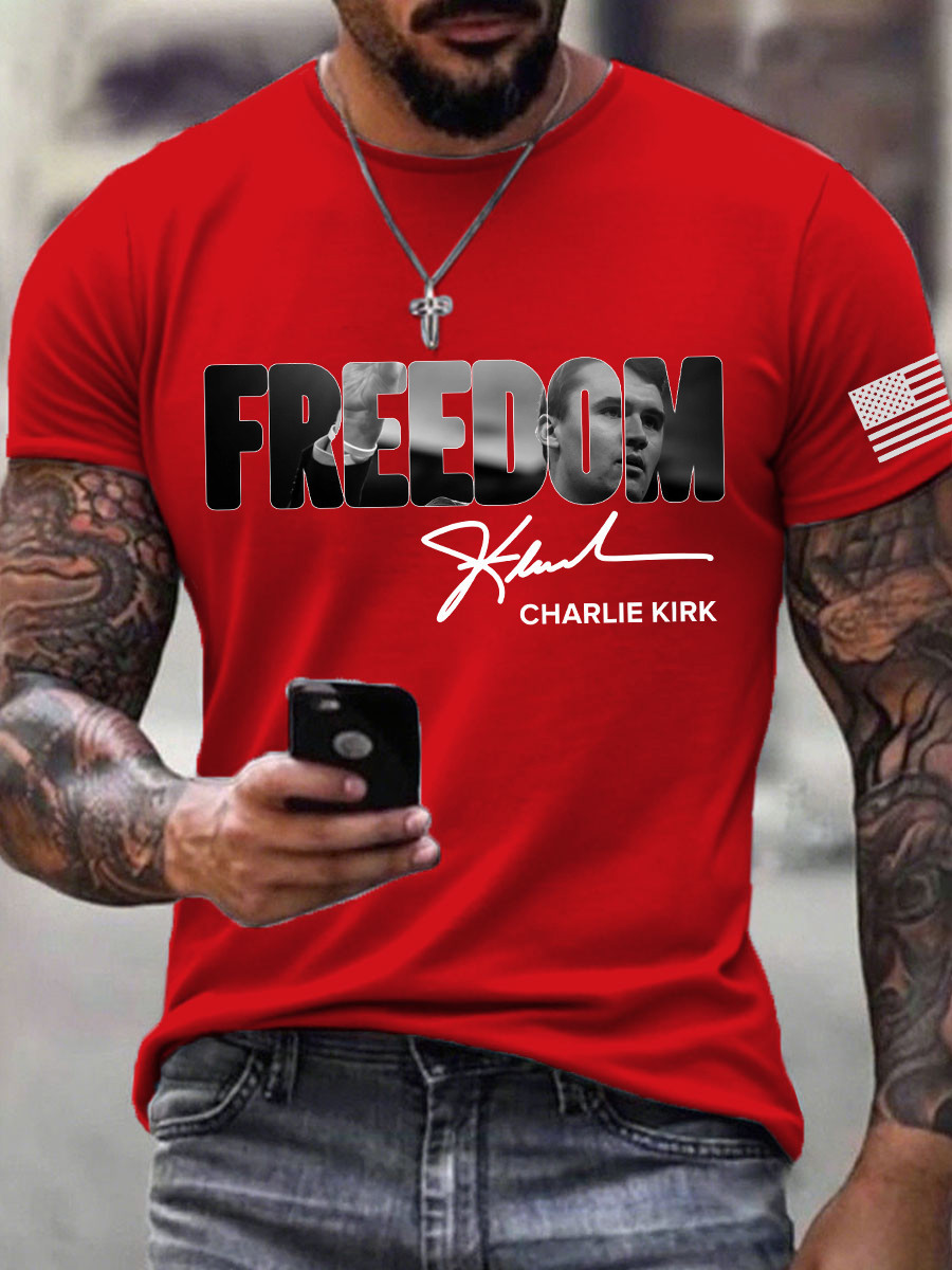 Charlie Kirk Freedom T-Shirt American Flag Freedom Charlie Kirk Shirt Proud Presents