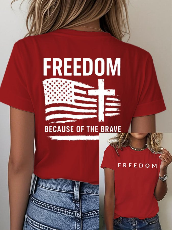 Charlie Kirk Freedom T-Shirt Because Of The Brave Charlie Kirk Freedom Merch Shirt