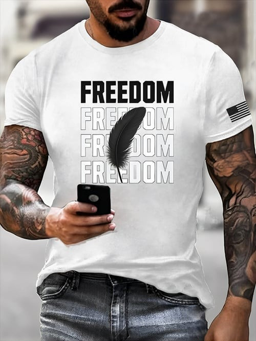 Charlie Kirk Freedom T-Shirt Eagle Feathers USA Flag Memorial Outfit Gifts For Patriots