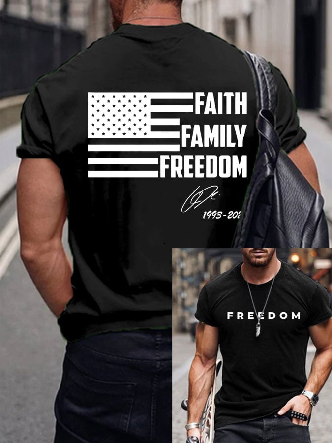 Charlie Kirk Freedom T-Shirt Faith American Flag Family Country Clothes Gifts For Him
