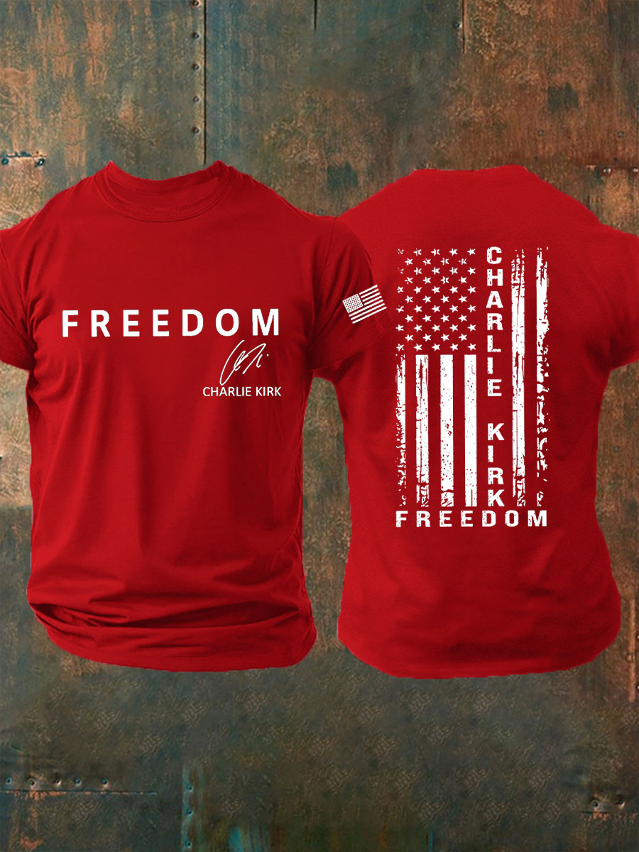 Charlie Kirk Freedom T-Shirt Faith And Freedom Shirt Signed Memorial Gifts For Patriotic Man
