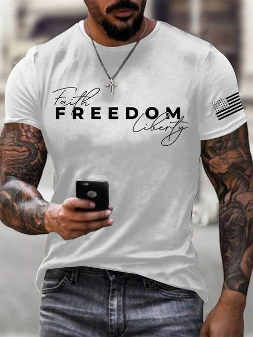 Charlie Kirk Freedom T-Shirt Faith Liberty Memorial Outfit Republican Political Gifts For Men