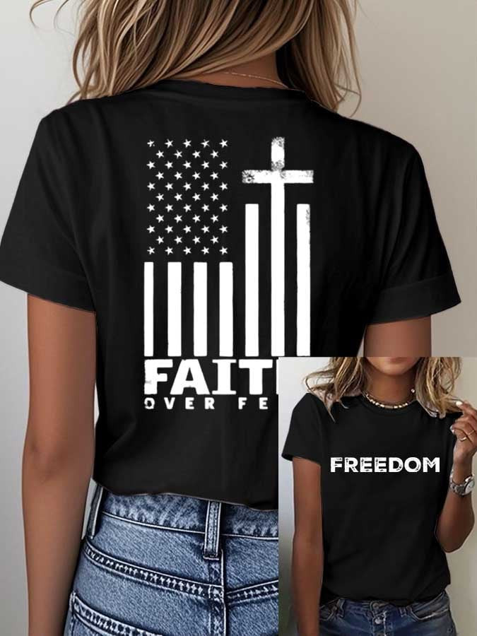Charlie Kirk Freedom T-Shirt Faith Over Freedom Proud Charlie Kirk Shirts
