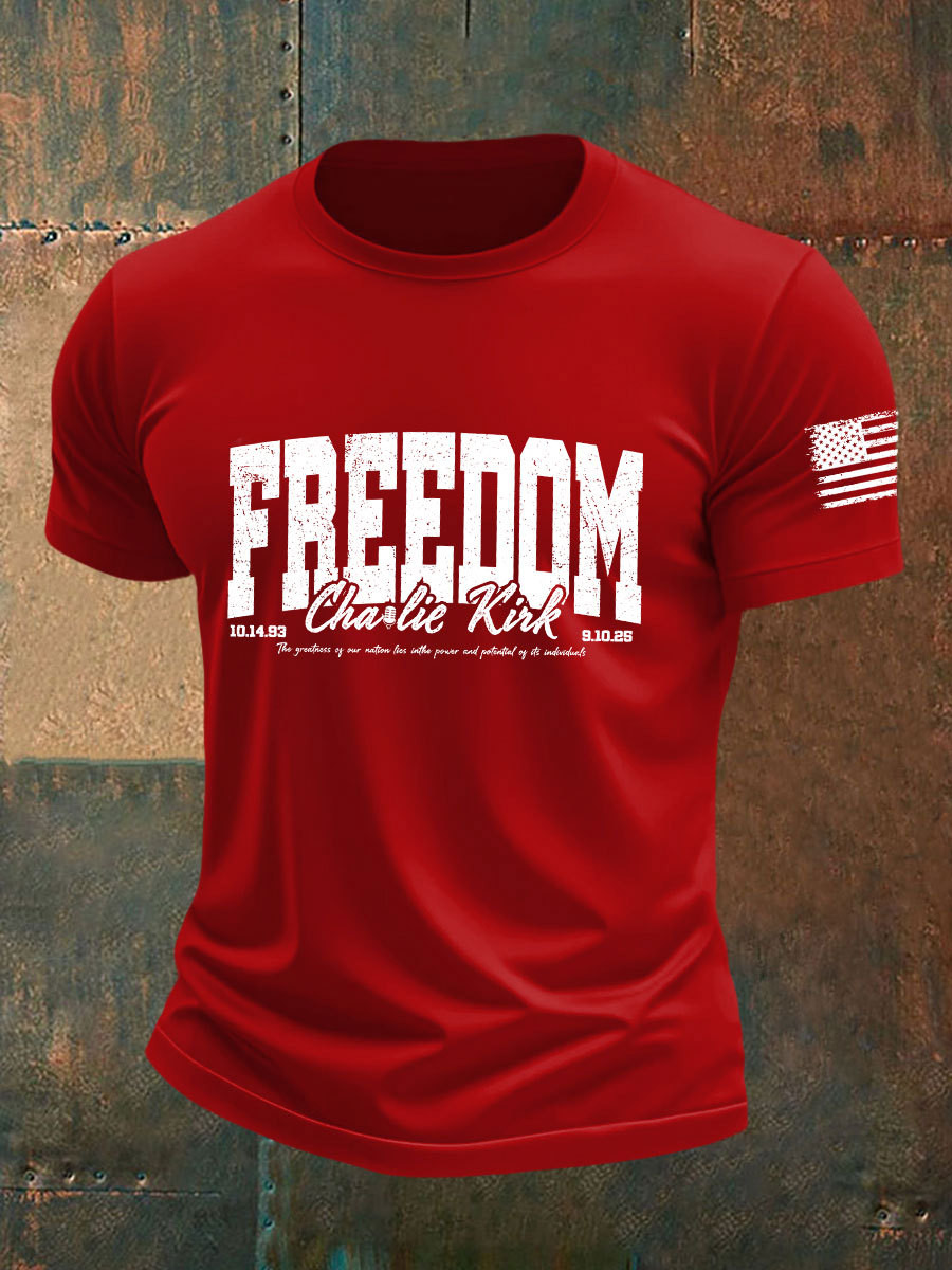 Charlie Kirk Freedom T-Shirt Forever In Our Hearts Justice For Charlie Tribute Apparel