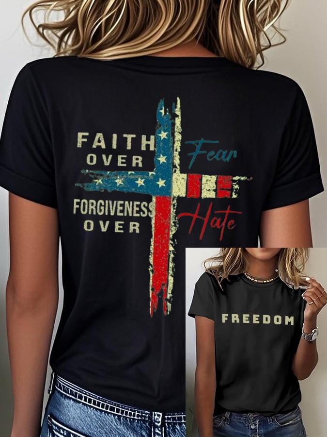 Charlie Kirk Freedom T-Shirt Freedom Faith Over Fear Clothes Gifts For Her
