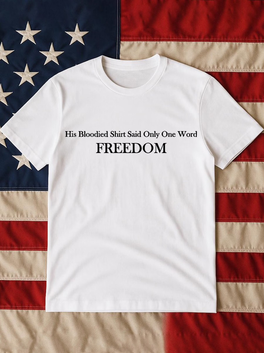 Charlie Kirk Freedom T-shirt His Blooded Shirt Said One Word Merch Gifts For Patriotics