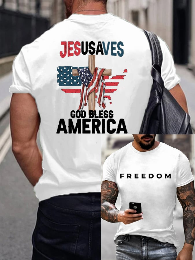 Charlie Kirk Freedom T-Shirt Jesusaves God Bless America Memorial Charlie Kirk Merchandise