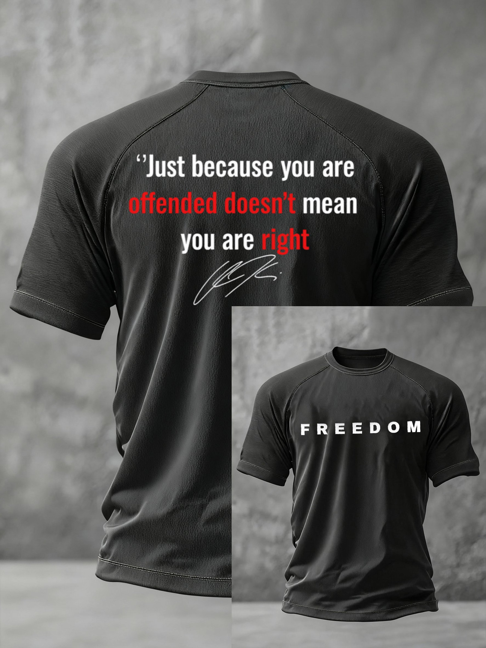 Charlie Kirk Freedom T-Shirt Just Because You Are Offended Signed Charlie Kirk Tribute