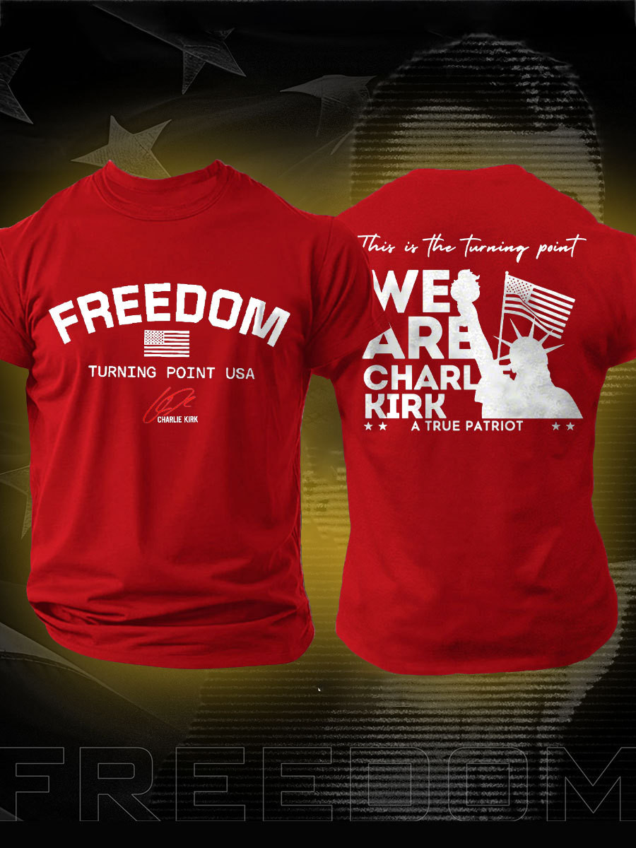 Charlie Kirk Freedom T-Shirt Liberty Statue Signed Turning Point USA Proud TPUSA Clothing