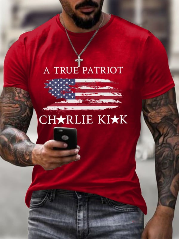 Charlie Kirk Freedom T-shirt Men's A True Patriot RIP Charlie Kirk Charlie Kirk Memorial Shirt