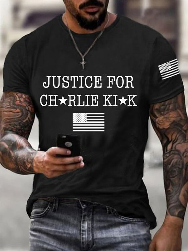 Charlie Kirk Freedom T-shirt Men's Justice For Charlie Kirk RIP CK Tribute Clothing