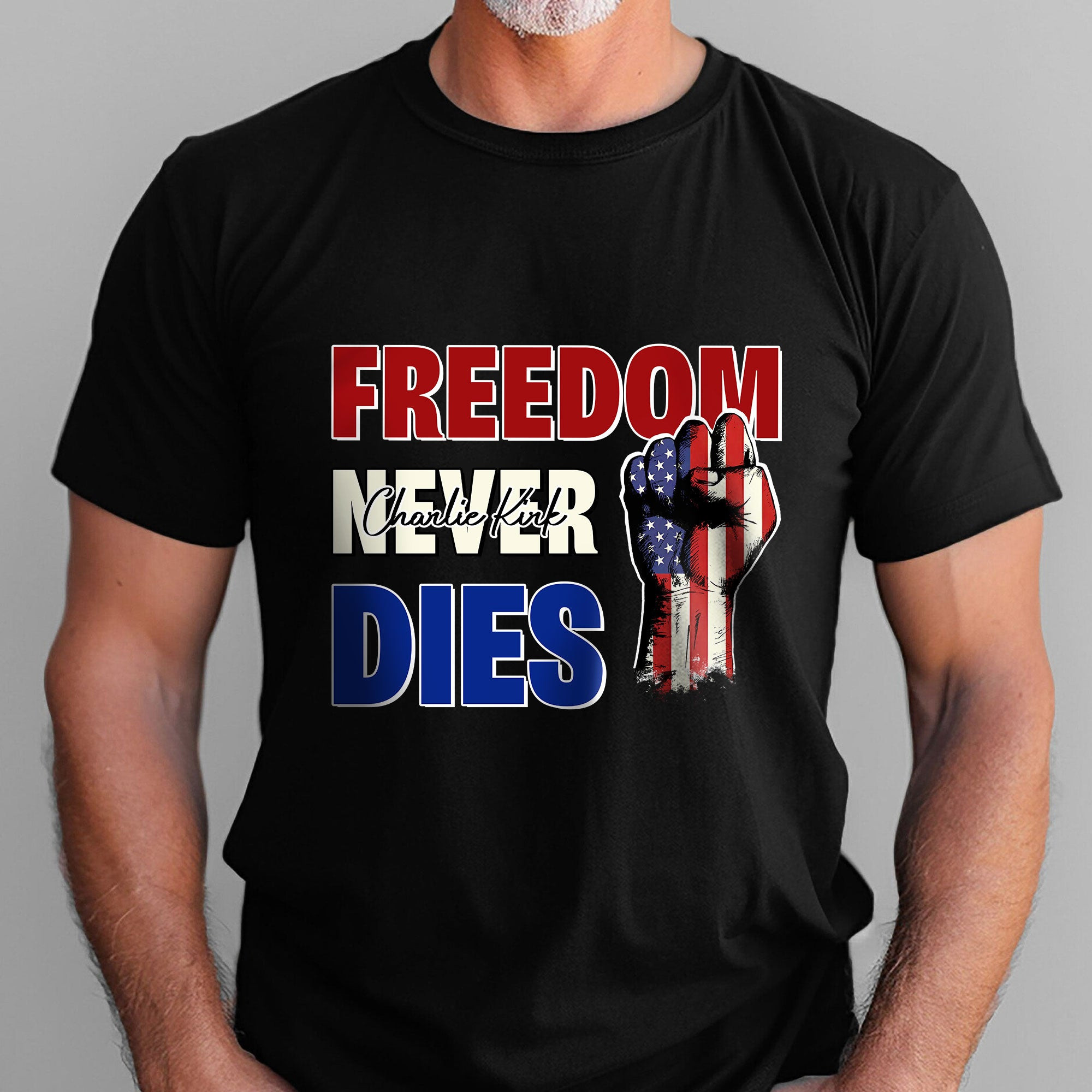 Charlie Kirk Freedom T-Shirt Never Dies Patriotic USA The Charlie Kirk Show Merch Shirt