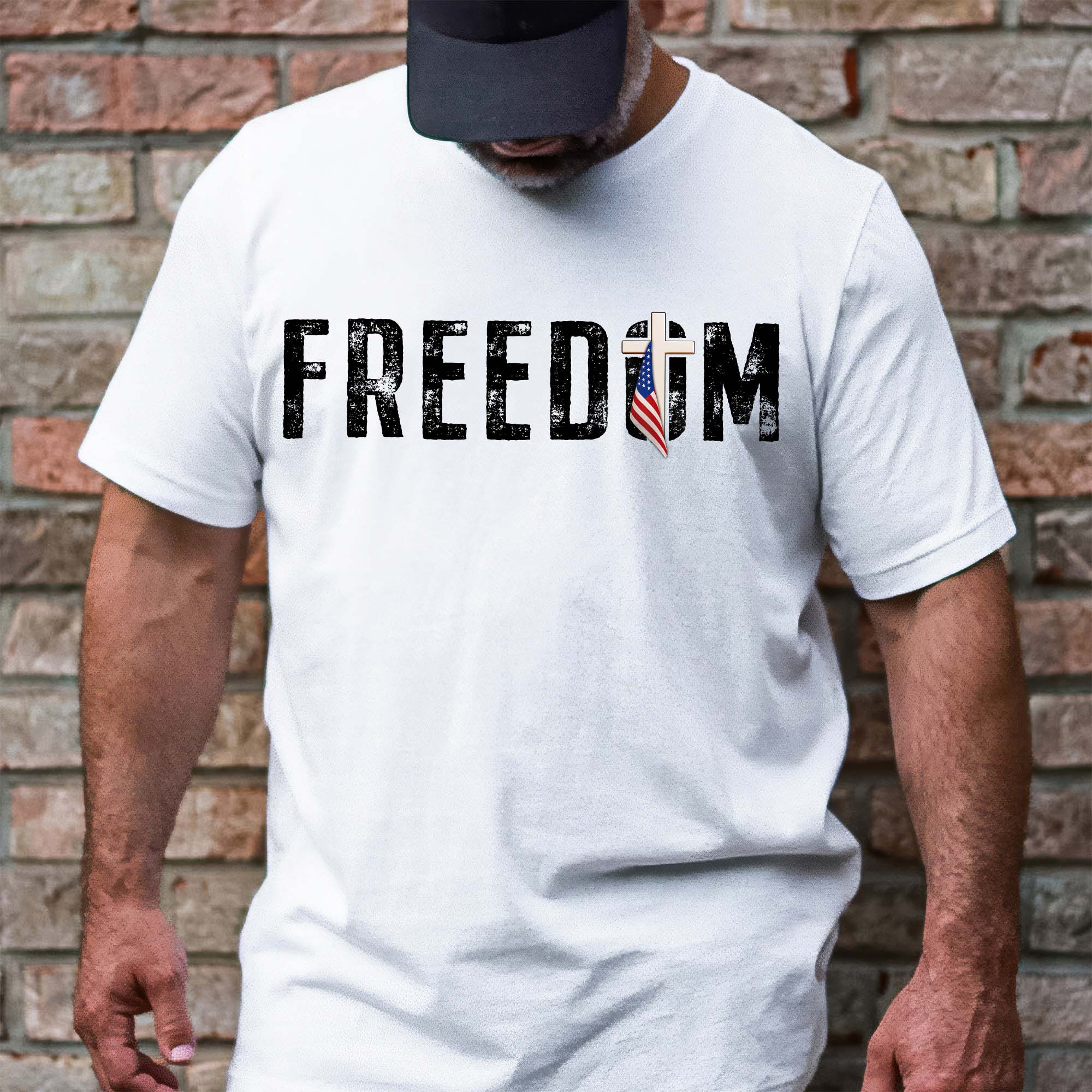 Charlie Kirk Freedom T-Shirt Patriotic Cross Justice For Charlie Kirk Clothing