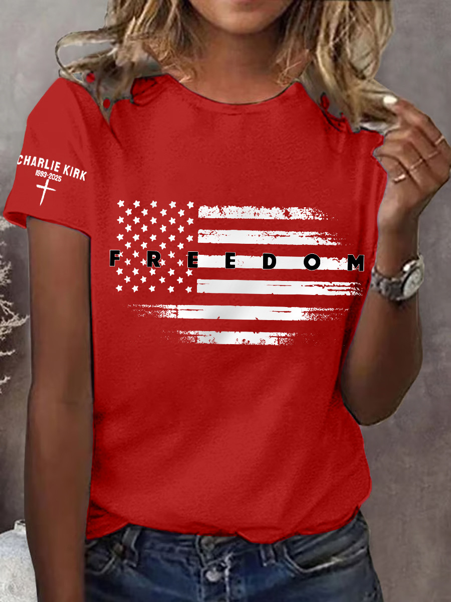 Charlie Kirk Freedom T-Shirt Red Freedom Cross Shirt Turning Point USA Shirt