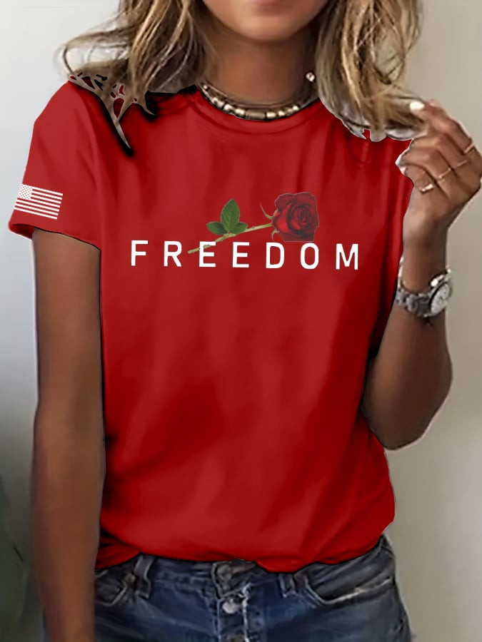 Charlie Kirk Freedom T-Shirt Red Rose Freedom Liberty Memorial Charlie Kirk Merchandise