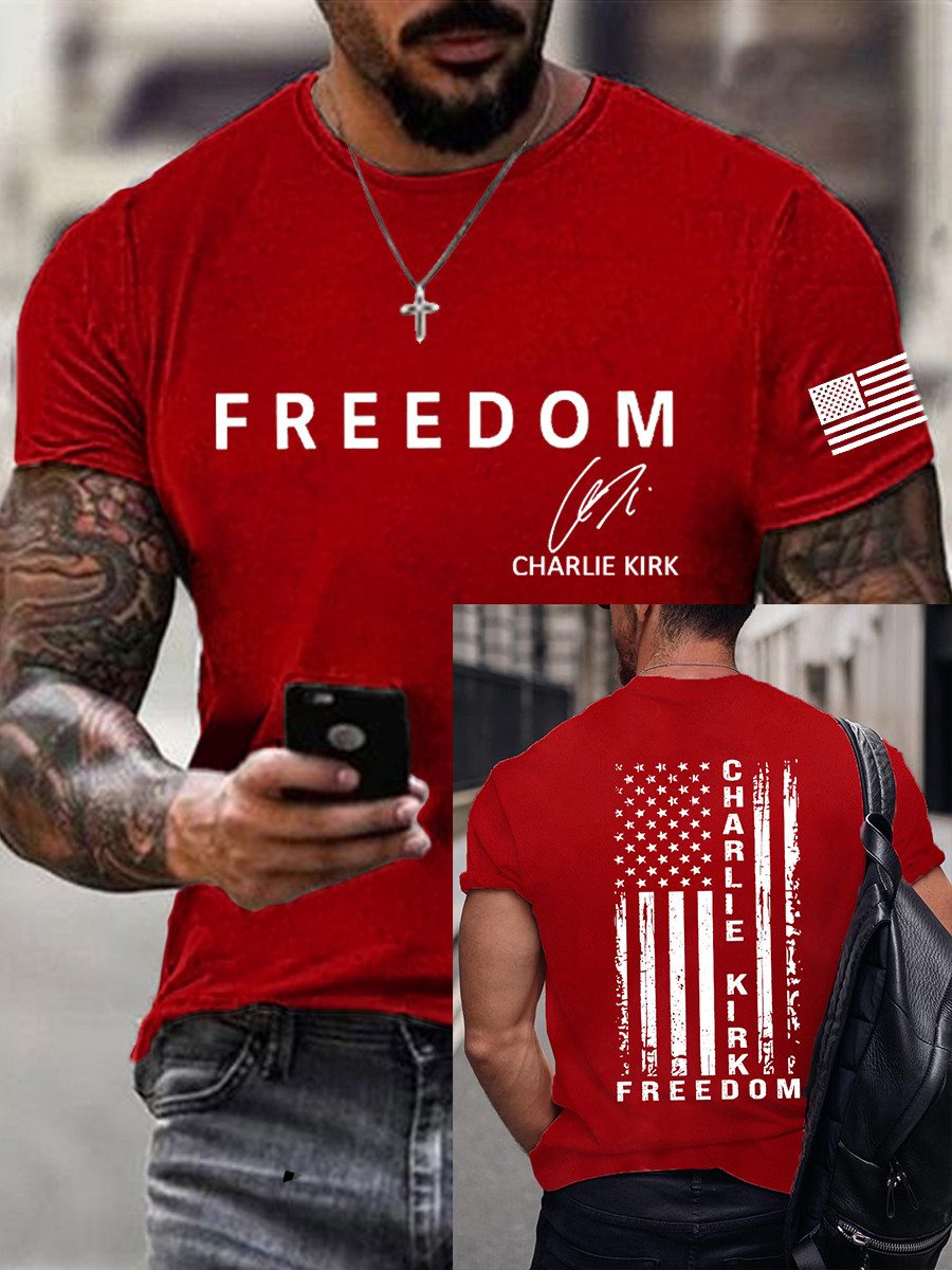 Charlie Kirk Freedom T-shirt Red White And Blueberries Freedom Shirt Tribute Clothing
