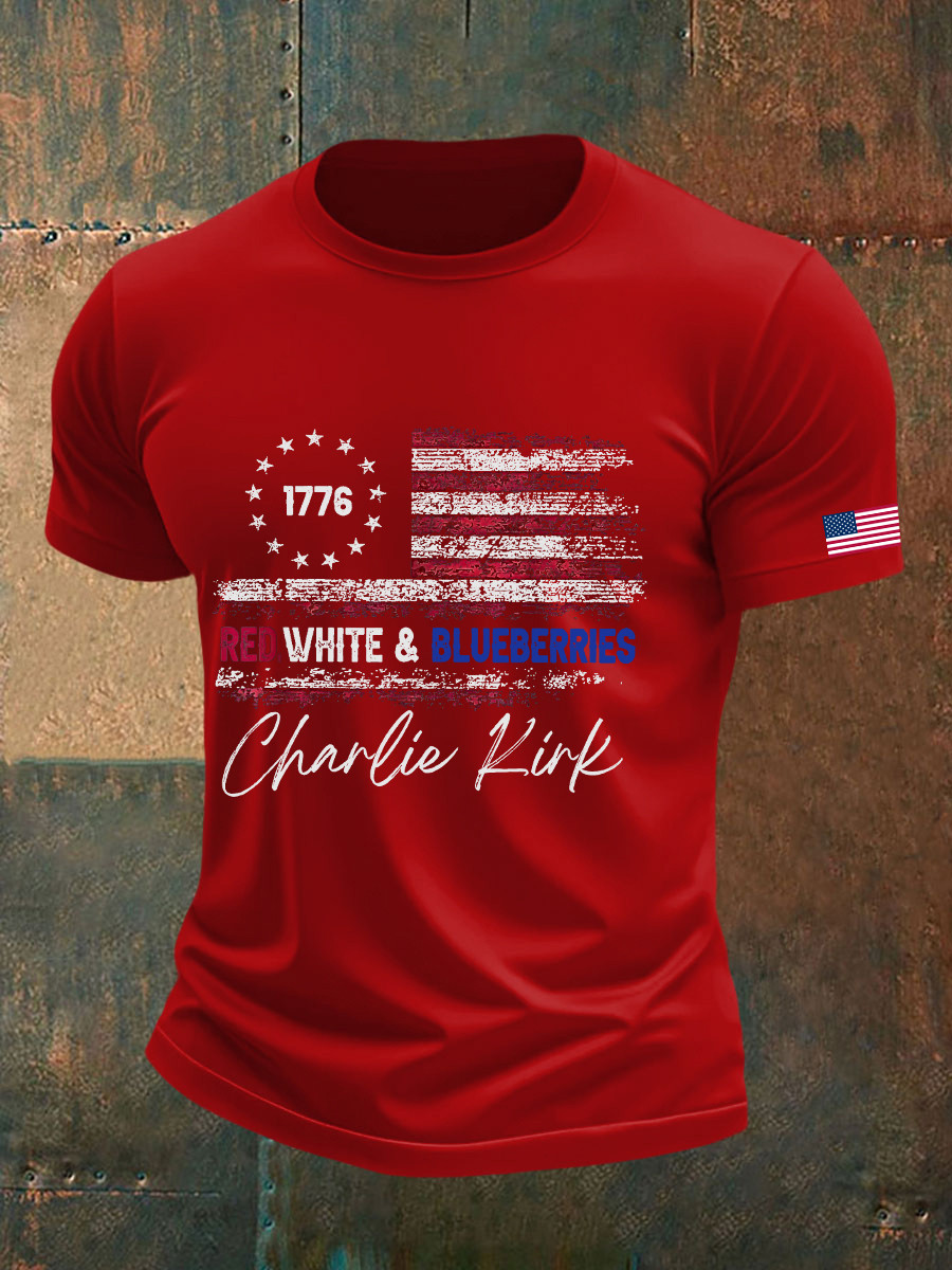 Charlie Kirk Freedom T-shirt Red White And Blueberries Shirt 1993 2025 Best Signed Apparel