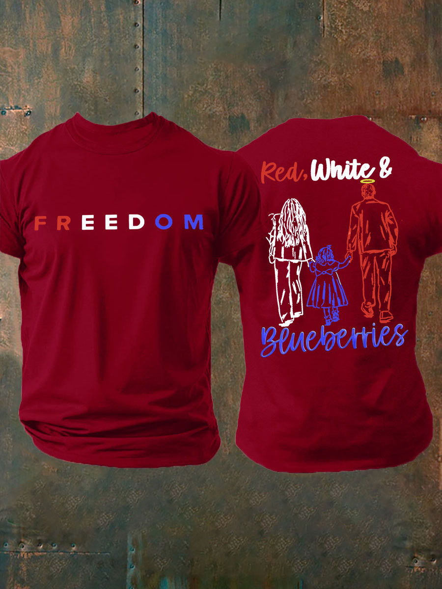 Charlie Kirk Freedom T-shirt Red White And Blueberries Shirt 1993 2025 Commemorative Clothing