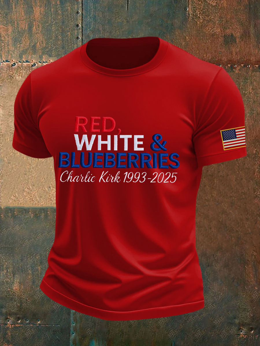 Charlie Kirk Freedom T-shirt Red White And Blueberries Shirt Unique Commemorative Merch
