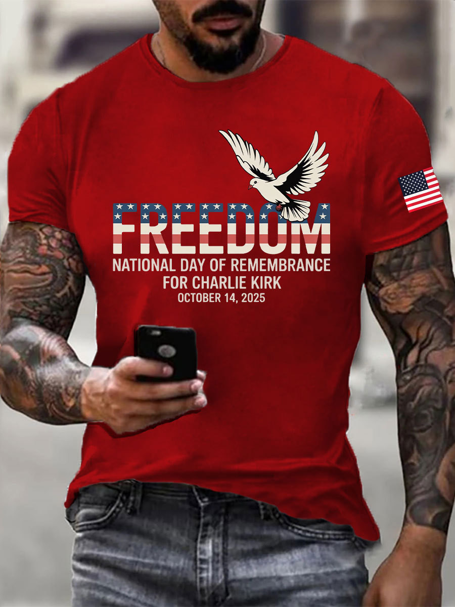 Charlie Kirk Freedom T-Shirt Remembrance For Charlie Kirk Red White Blueberries Clothing