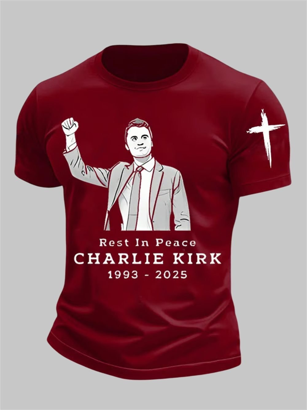 Charlie Kirk Freedom T-shirt Rest In Peace Charlie Kirk Cross 1993 2025 Memorial Gifts