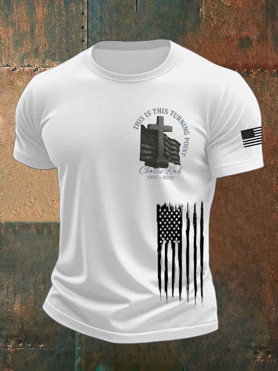 Charlie Kirk Freedom T-shirt This Is Turning Point Cross U.S Flag Best Charlie Kirk Shirt