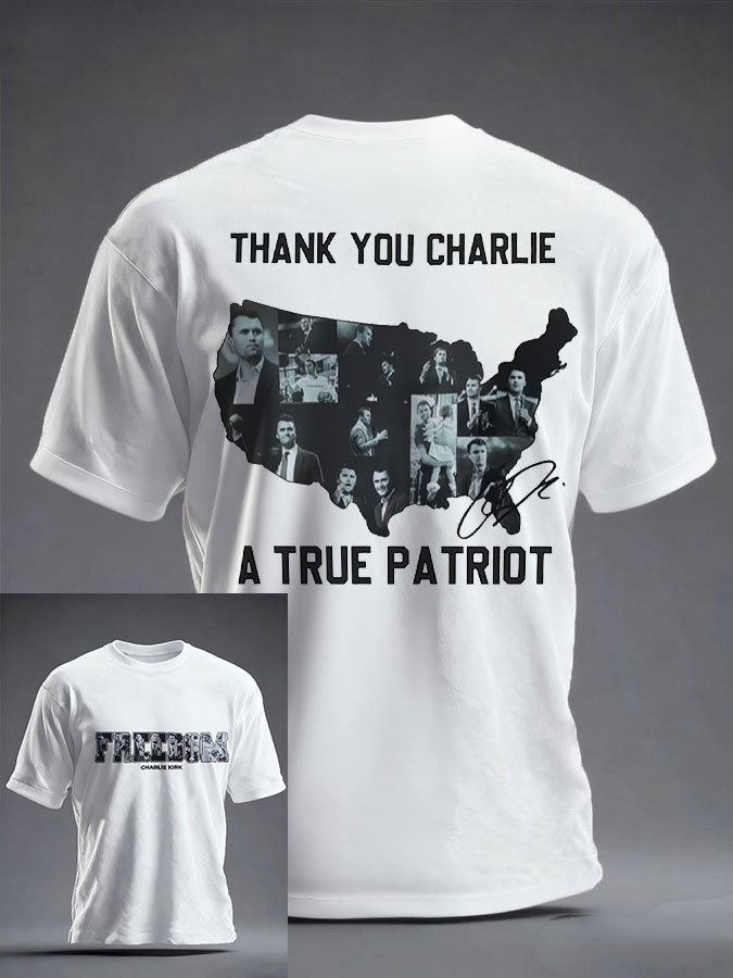 Charlie Kirk Freedom T-Shirt True Patriot Merch Charlie Kirk Signed Memorial Shirt