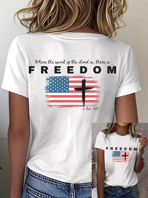 Charlie Kirk Freedom T-Shirt USA Flag Where The Spirit Apparel For Conservatives