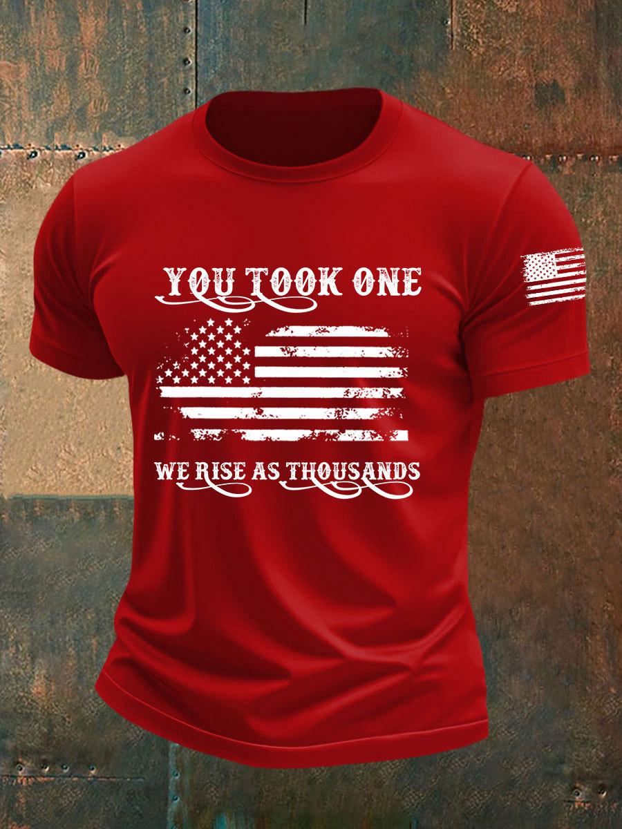 Charlie Kirk Freedom T-Shirt We Rise As Thousand Red White And Blueberries Clothing