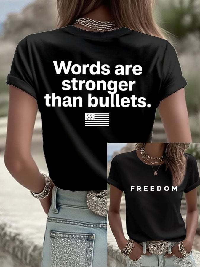 Charlie Kirk Freedom T-shirt Words Are Stronger Than Bullets Best Commemorative Proud Shirt Charlie Kirk Freedom T-shirt Words Are Stronger Than Bullets Best Commemorative Proud Shirt