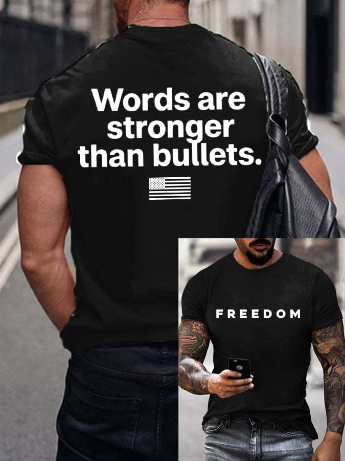 Charlie Kirk Freedom T-Shirt Words Are Stronger Than Bullets Charlie Kirk Clothing Gifts Charlie Kirk Freedom T-Shirt Words Are Stronger Than Bullets Charlie Kirk Clothing Gifts