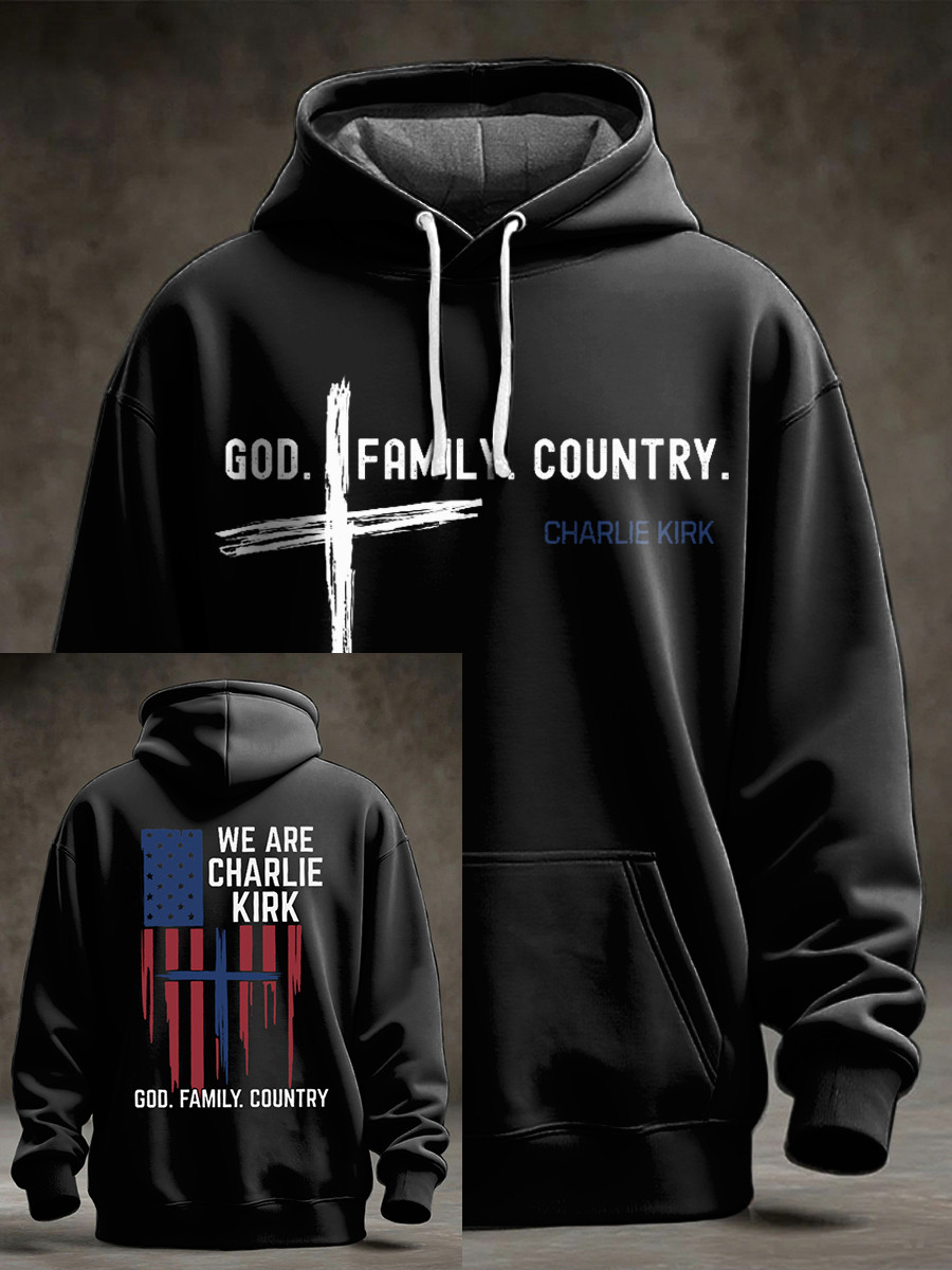 Charlie Kirk Freedom TPUSA Merch Hoodie God Family Country Cross Shape Unique Tribute Gifts