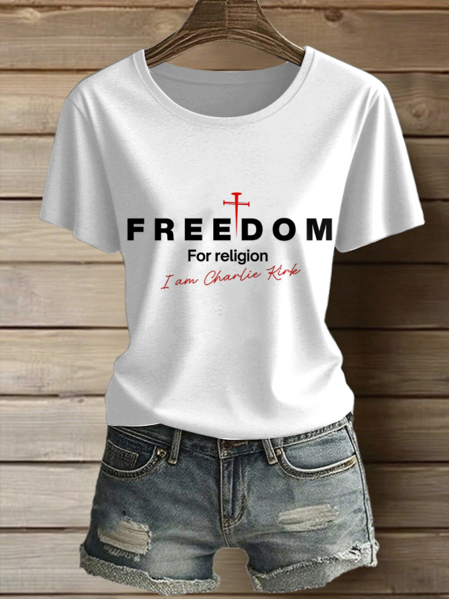 Charlie Kirk Freedom TPUSA T-Shirt Freedom For Religion Cool Signed Memorial Merch