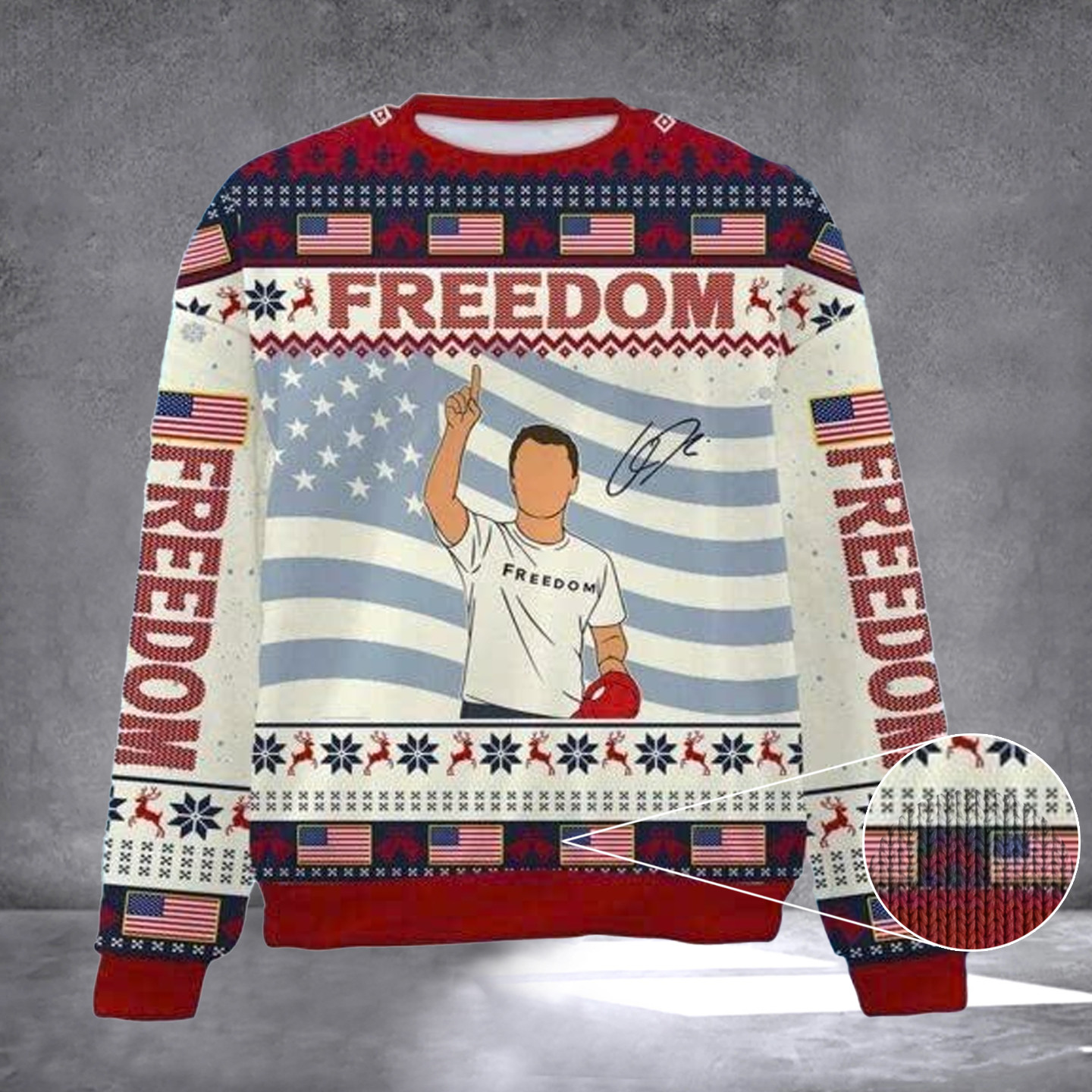 Charlie Kirk Freedom Ugly Christmas Sweater Turning Point Charlie Kirk Merch Gifts For Him