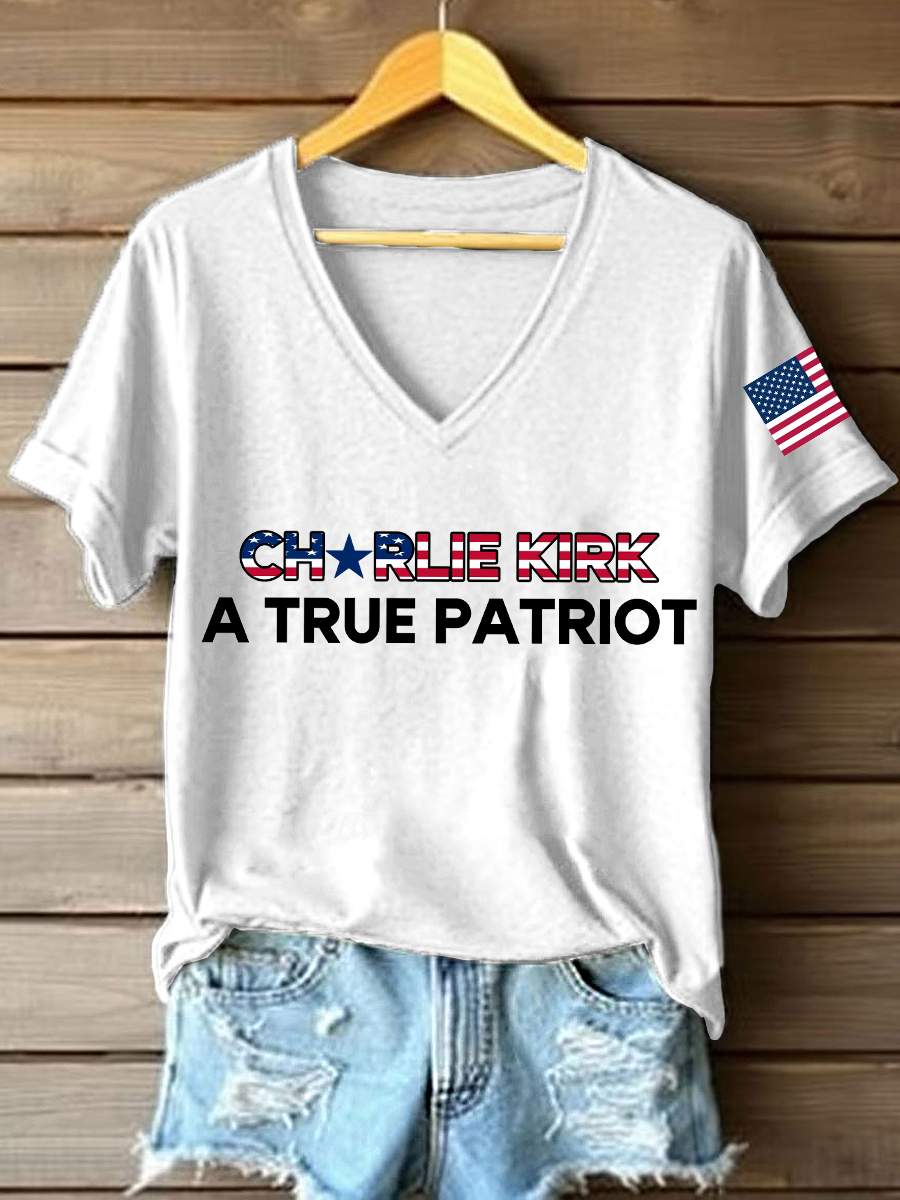 Charlie Kirk Freedom V-neck Shirt A True Patriot CK Unique Charlie Kirk 47 Memorial Merch