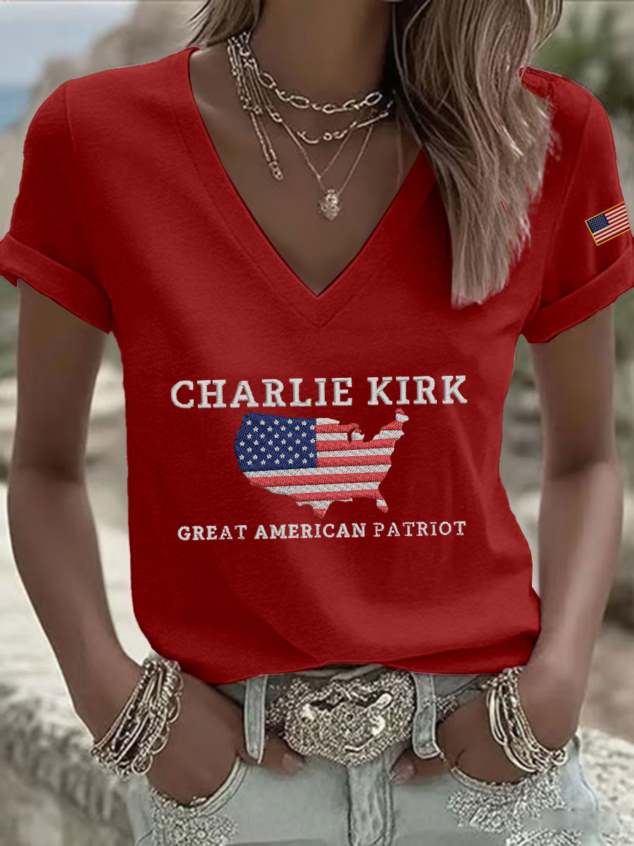 Charlie Kirk Freedom V-neck Shirt Charlie Kirk Great American Patriot Charlie Kirk 47 Merch