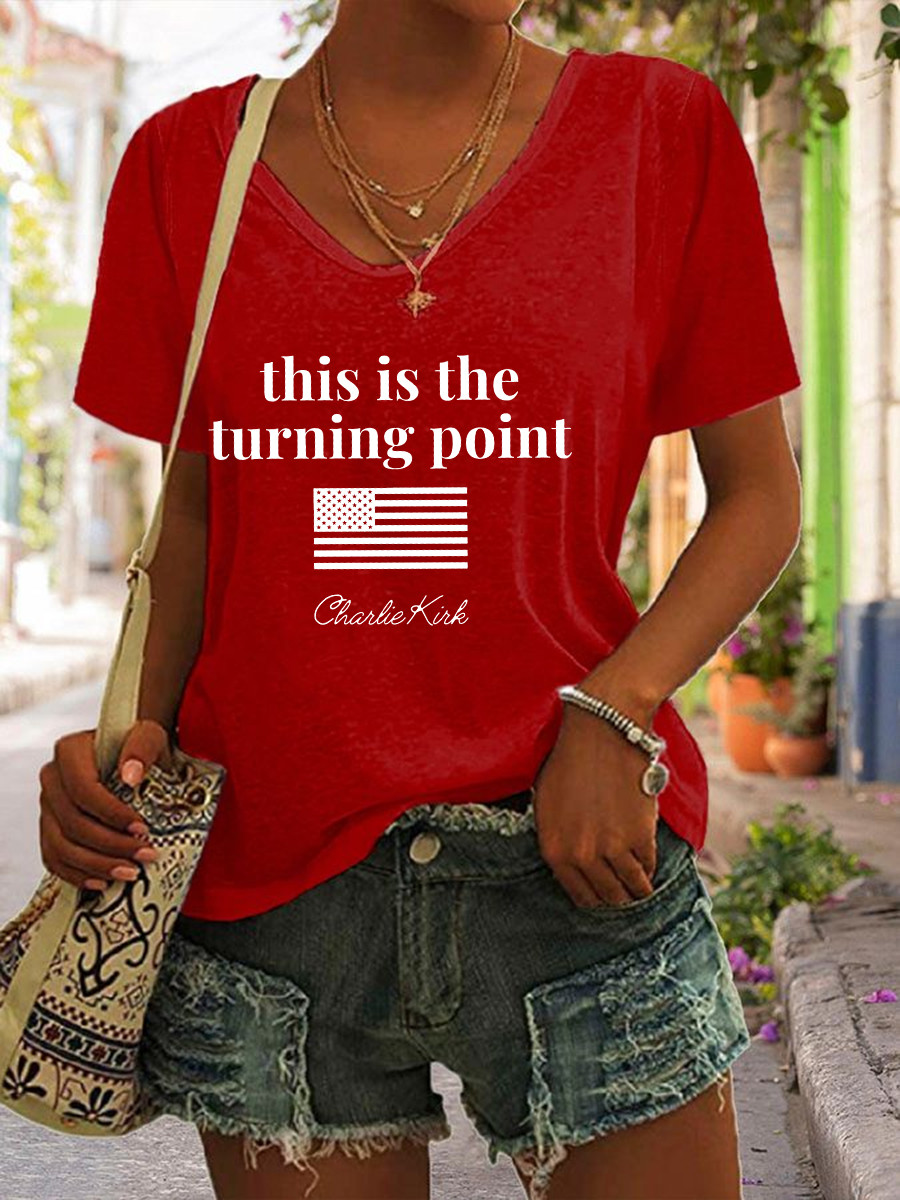 Charlie Kirk Freedom V-neck Shirt Charlie Kirk This Is The Turning Point Charlie Kirk 47 Merch