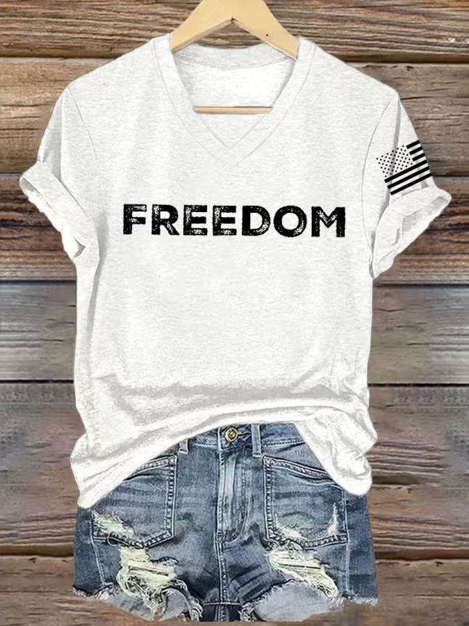 Charlie Kirk Freedom V-Neck Shirt Freedom Charlie Kirk Memorial Merch Best Gifts For Him